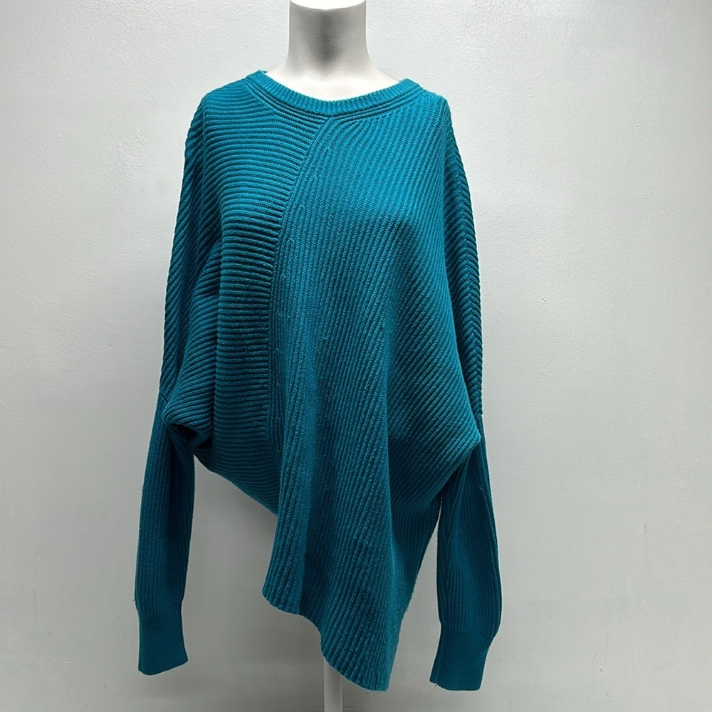 Free People Teal Crew Neck Sweater - Picture 2 of 9